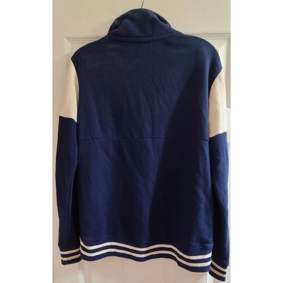Victoria's Secret Pink Half Zip Sweatshirt, Navy Blue and Winter White Extra Sma - Picture 3 of 9